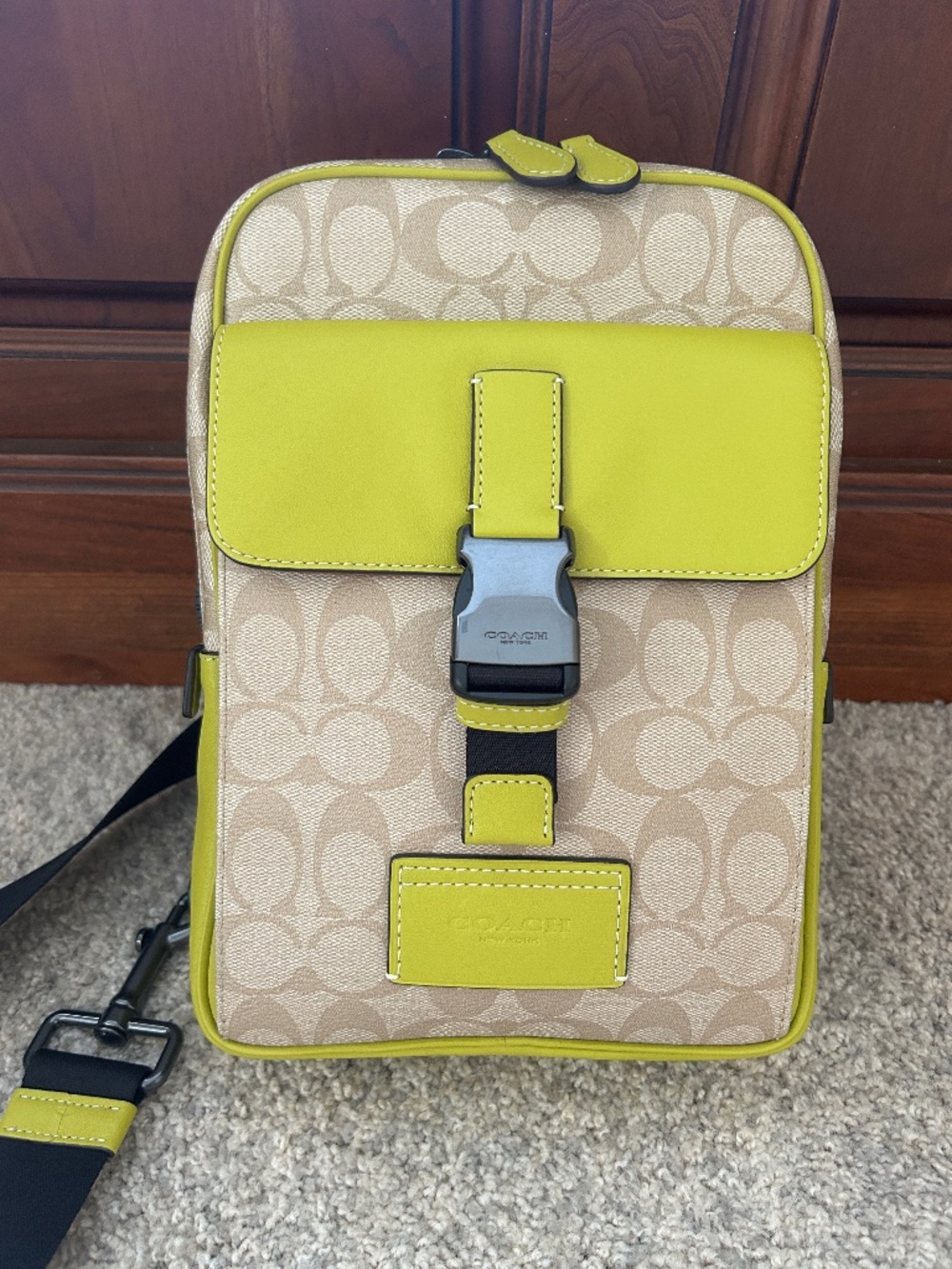 Coach Track Pack Crossbody Bag in Lime Green